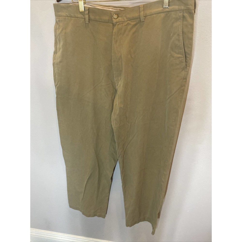 Men's Tan Silk Flat Front Caribbean Casual Pants 38x30